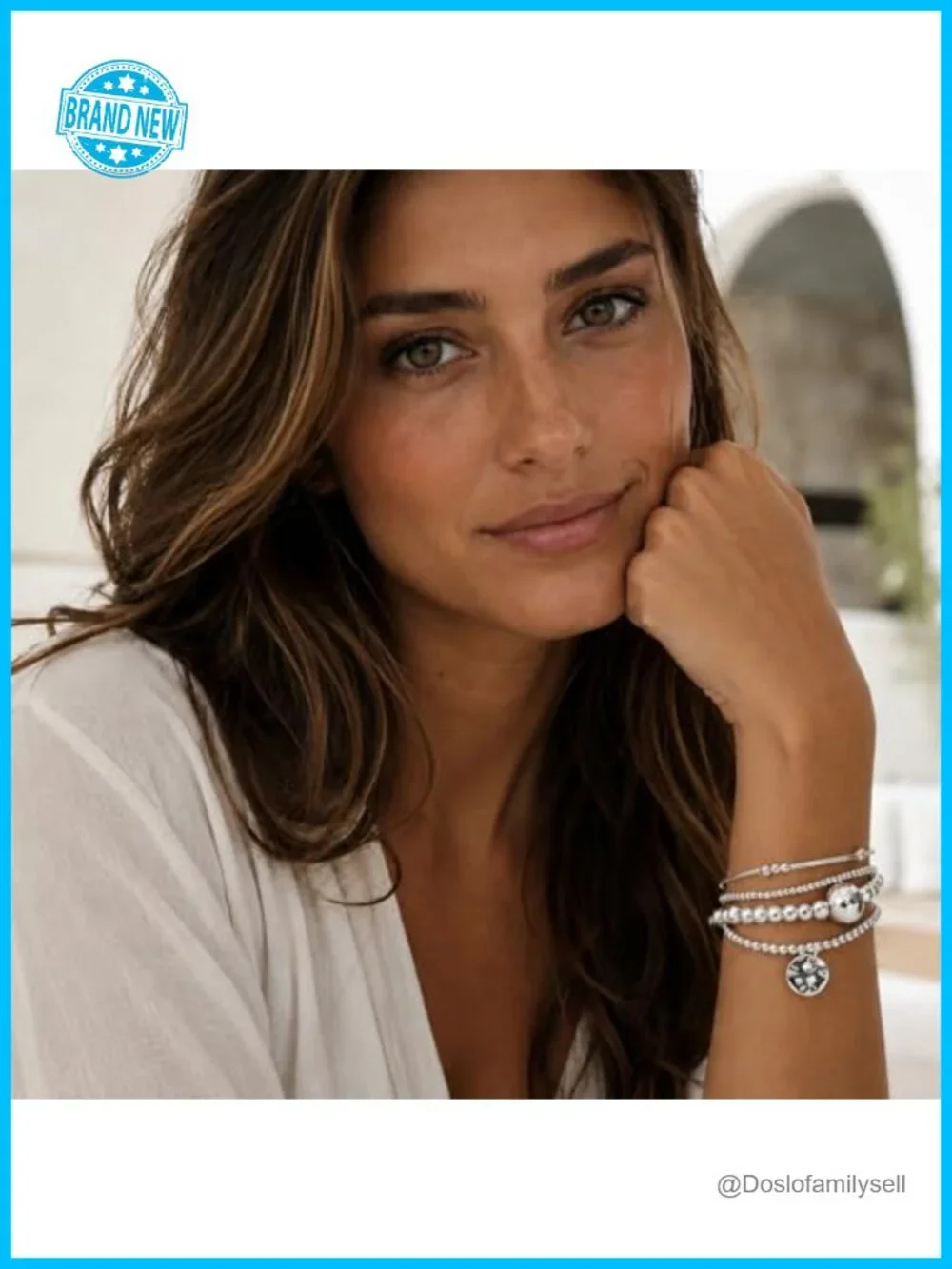 Sterling Silver Plated Beaded Bracelets for Women, Gold Tone 4 Layer Stack with